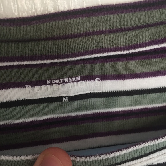 ❤️Northern reflections shirt green and purple striped long sleeve size m - Picture 6 of 11